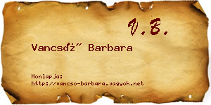 Vancsó Barbara névjegykártya